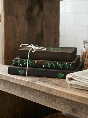 Wooden Stacked Books Farmhouse Book Decor